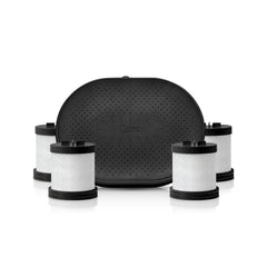 Qure black shower filter set with four replacement cartridges